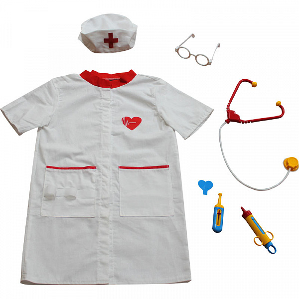 Детский игровой набор доктора (2 вида, халат, медицинские инструменты, звук, свет) 9911BC